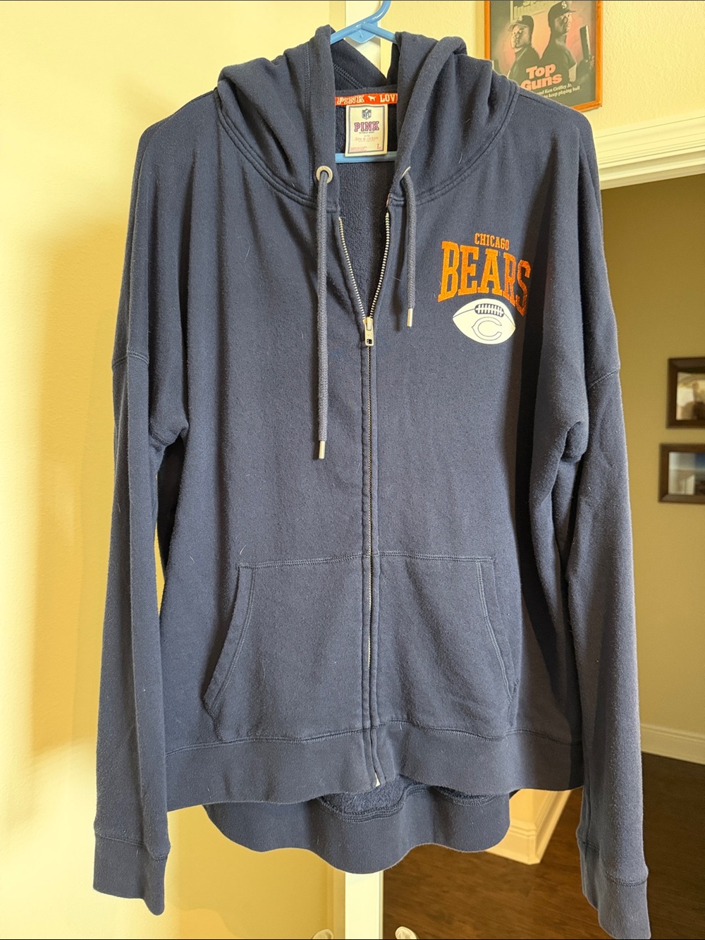 Chicago Bears x Victoria’s Secret PINK Navy Zip-Up Hoodie w/ rhinestones on back